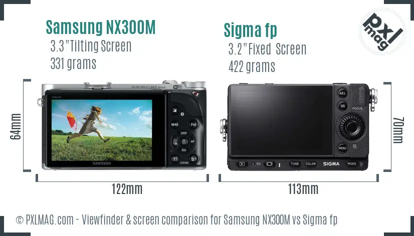 Samsung NX300M vs Sigma fp Screen and Viewfinder comparison