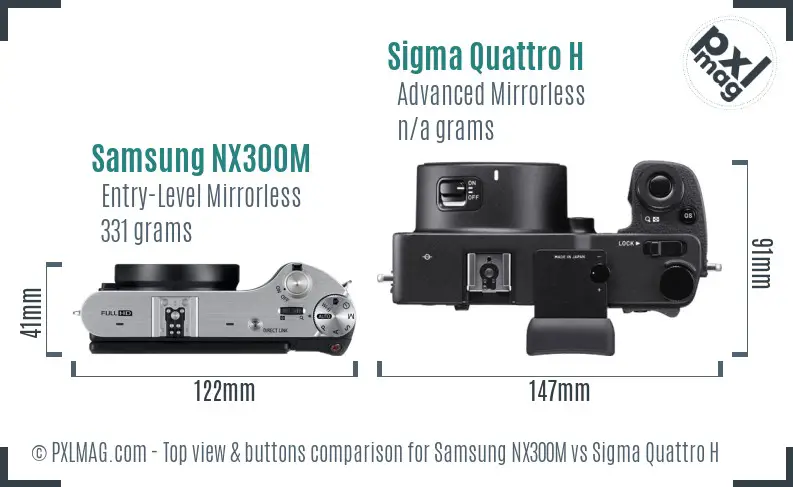 Samsung NX300M vs Sigma Quattro H top view buttons comparison