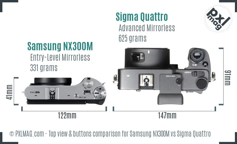 Samsung NX300M vs Sigma Quattro top view buttons comparison