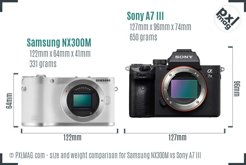 Samsung NX300M vs Sony A7 III size comparison