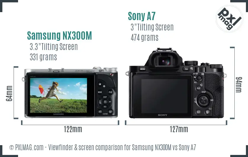 Samsung NX300M vs Sony A7 Screen and Viewfinder comparison
