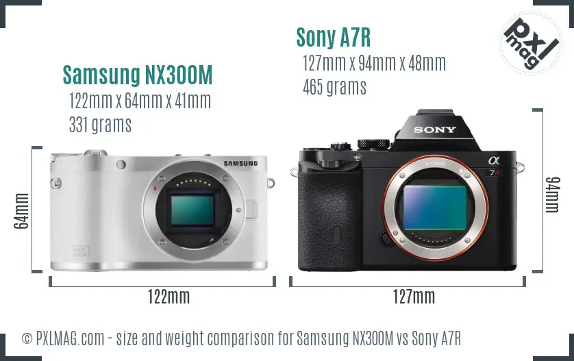 Samsung NX300M vs Sony A7R size comparison