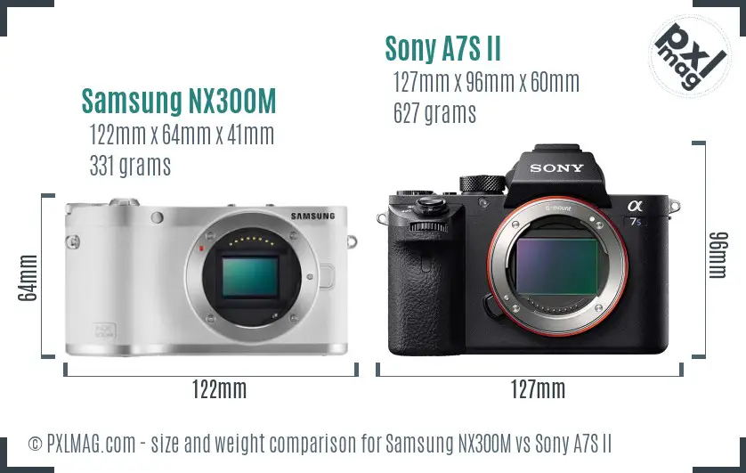 Samsung NX300M vs Sony A7S II size comparison