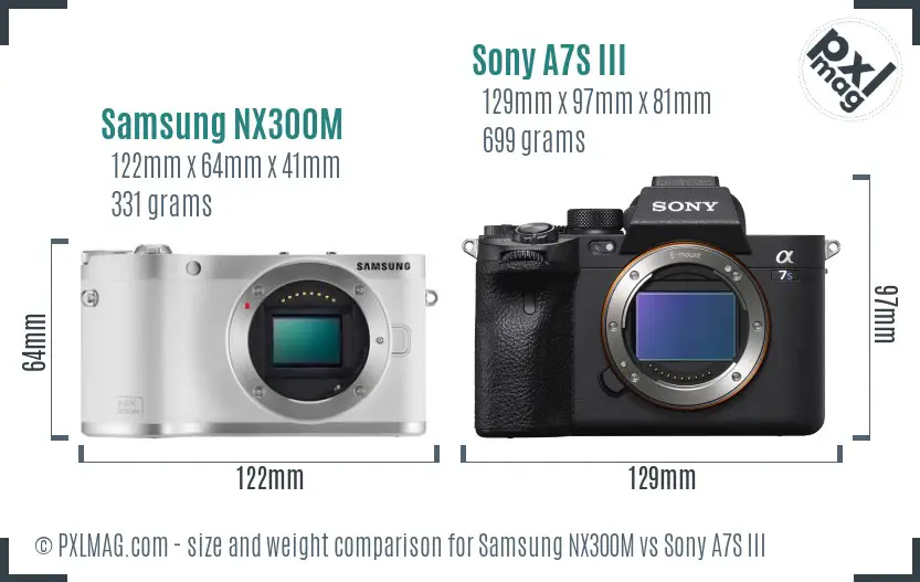 Samsung NX300M vs Sony A7S III size comparison