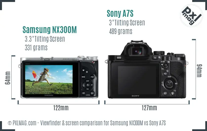 Samsung NX300M vs Sony A7S Screen and Viewfinder comparison
