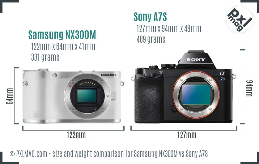 Samsung NX300M vs Sony A7S size comparison