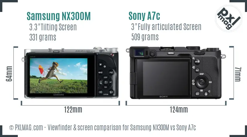 Samsung NX300M vs Sony A7c Screen and Viewfinder comparison