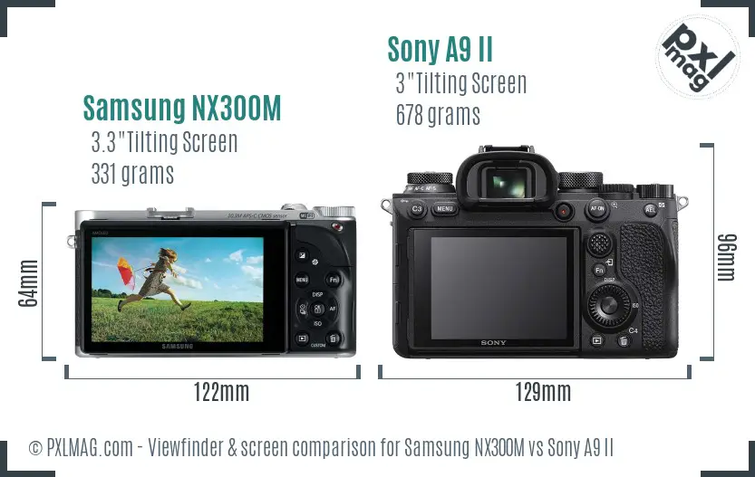 Samsung NX300M vs Sony A9 II Screen and Viewfinder comparison