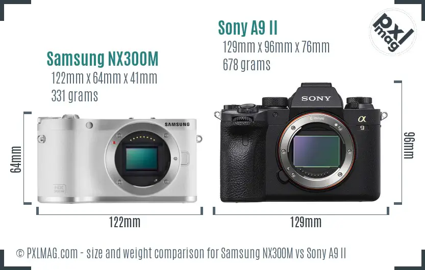 Samsung NX300M vs Sony A9 II size comparison