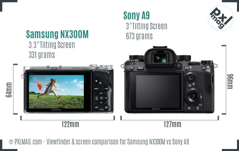 Samsung NX300M vs Sony A9 Screen and Viewfinder comparison