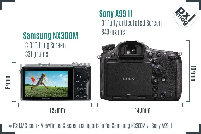 Samsung NX300M vs Sony A99 II Screen and Viewfinder comparison