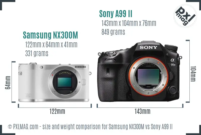 Samsung NX300M vs Sony A99 II size comparison