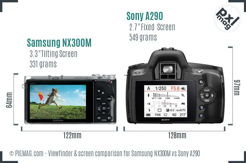 Samsung NX300M vs Sony A290 Screen and Viewfinder comparison