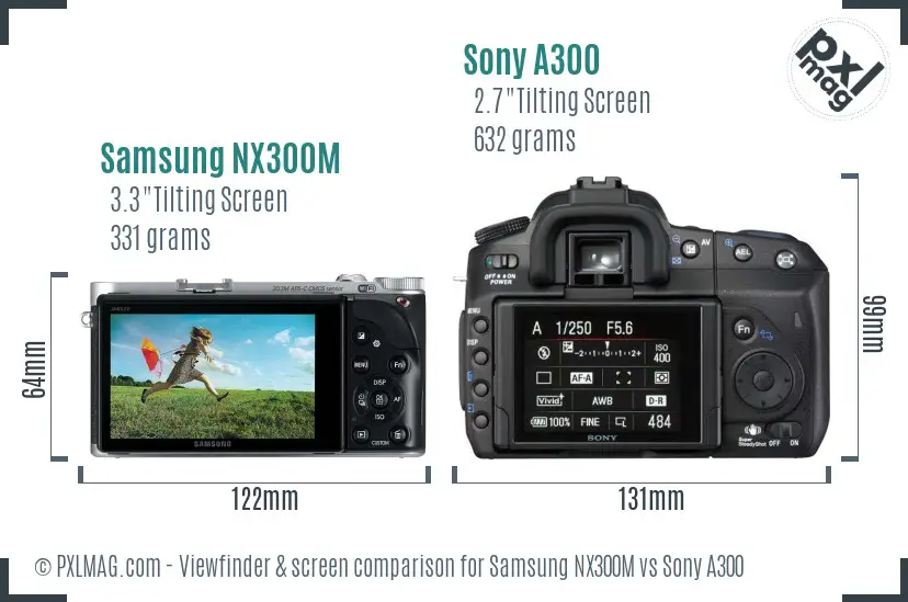 Samsung NX300M vs Sony A300 Screen and Viewfinder comparison