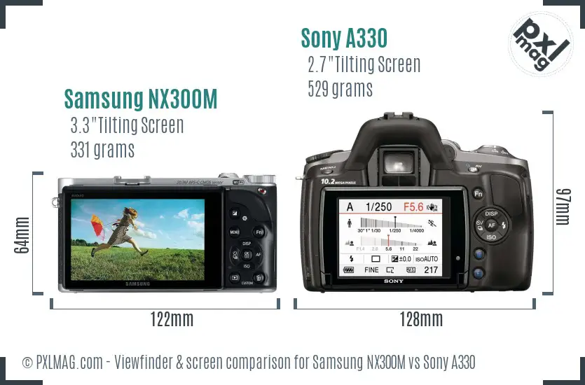 Samsung NX300M vs Sony A330 Screen and Viewfinder comparison