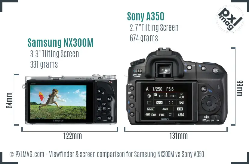 Samsung NX300M vs Sony A350 Screen and Viewfinder comparison