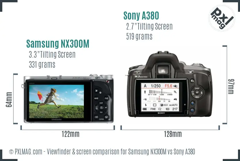 Samsung NX300M vs Sony A380 Screen and Viewfinder comparison