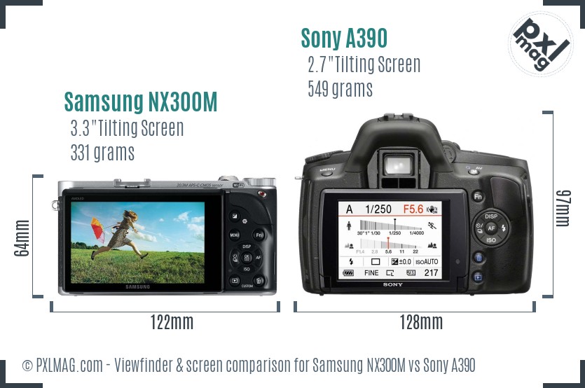 Samsung NX300M vs Sony A390 Screen and Viewfinder comparison