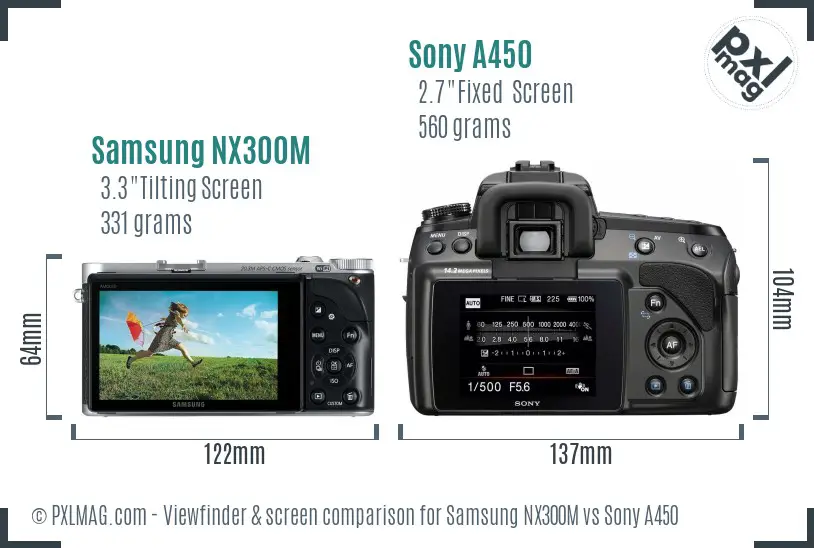 Samsung NX300M vs Sony A450 Screen and Viewfinder comparison