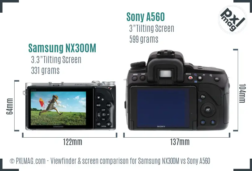 Samsung NX300M vs Sony A560 Screen and Viewfinder comparison