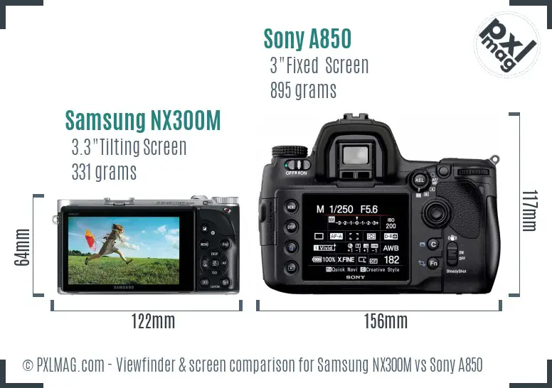 Samsung NX300M vs Sony A850 Screen and Viewfinder comparison