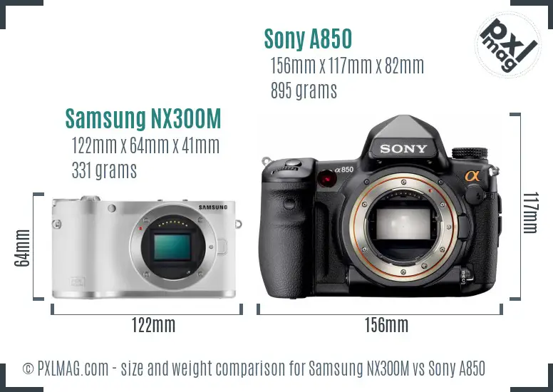 Samsung NX300M vs Sony A850 size comparison