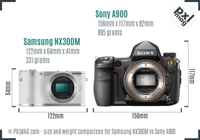 Samsung NX300M vs Sony A900 size comparison