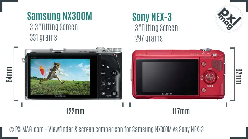 Samsung NX300M vs Sony NEX-3 Screen and Viewfinder comparison