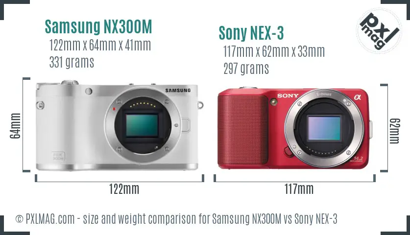 Samsung NX300M vs Sony NEX-3 size comparison