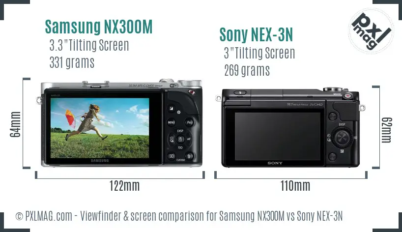 Samsung NX300M vs Sony NEX-3N Screen and Viewfinder comparison