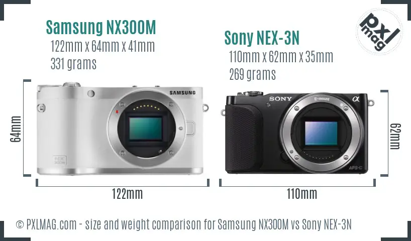Samsung NX300M vs Sony NEX-3N size comparison