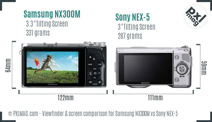 Samsung NX300M vs Sony NEX-5 Screen and Viewfinder comparison