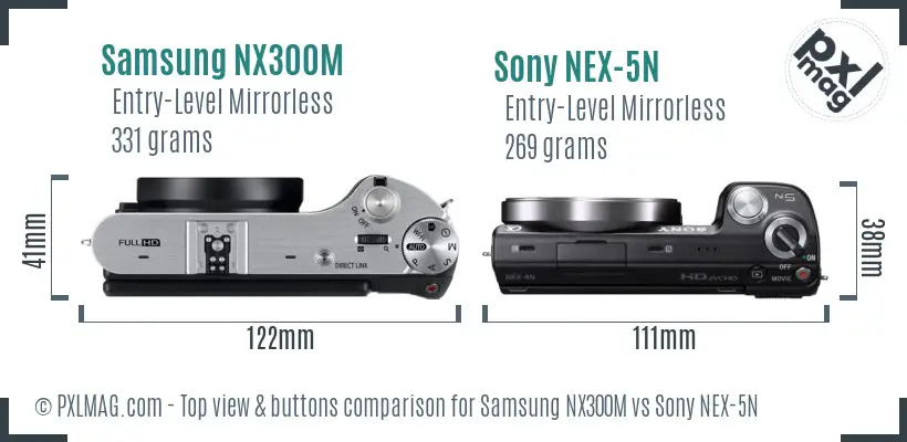 Samsung NX300M vs Sony NEX-5N top view buttons comparison
