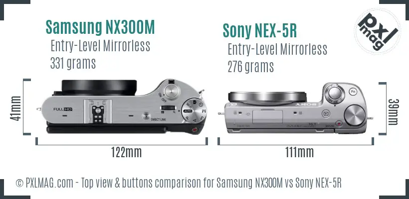 Samsung NX300M vs Sony NEX-5R top view buttons comparison