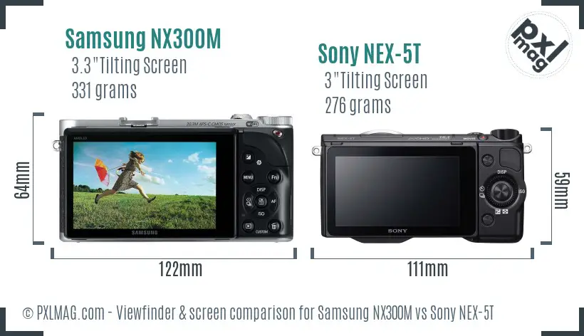 Samsung NX300M vs Sony NEX-5T Screen and Viewfinder comparison
