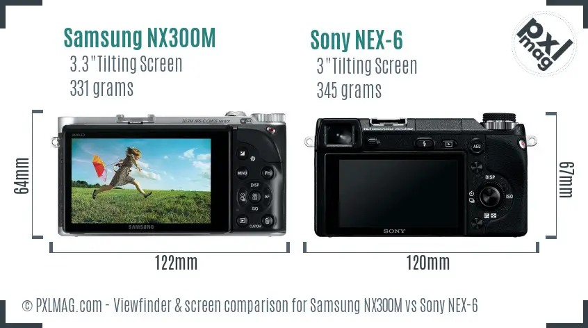Samsung NX300M vs Sony NEX-6 Screen and Viewfinder comparison