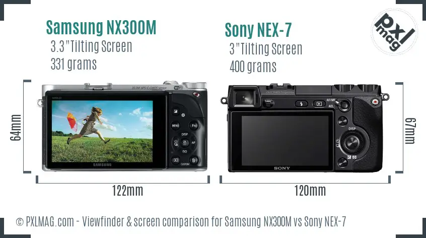 Samsung NX300M vs Sony NEX-7 Screen and Viewfinder comparison