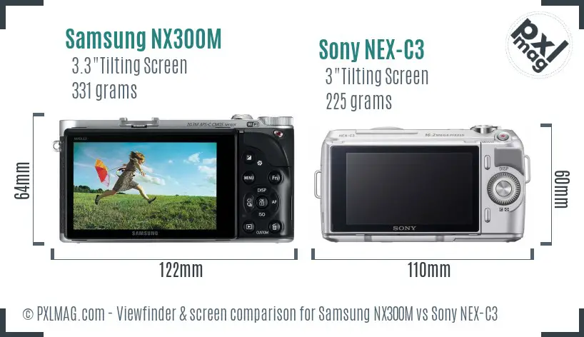 Samsung NX300M vs Sony NEX-C3 Screen and Viewfinder comparison