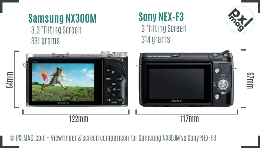 Samsung NX300M vs Sony NEX-F3 Screen and Viewfinder comparison