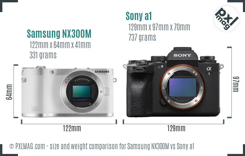 Samsung NX300M vs Sony a1 size comparison