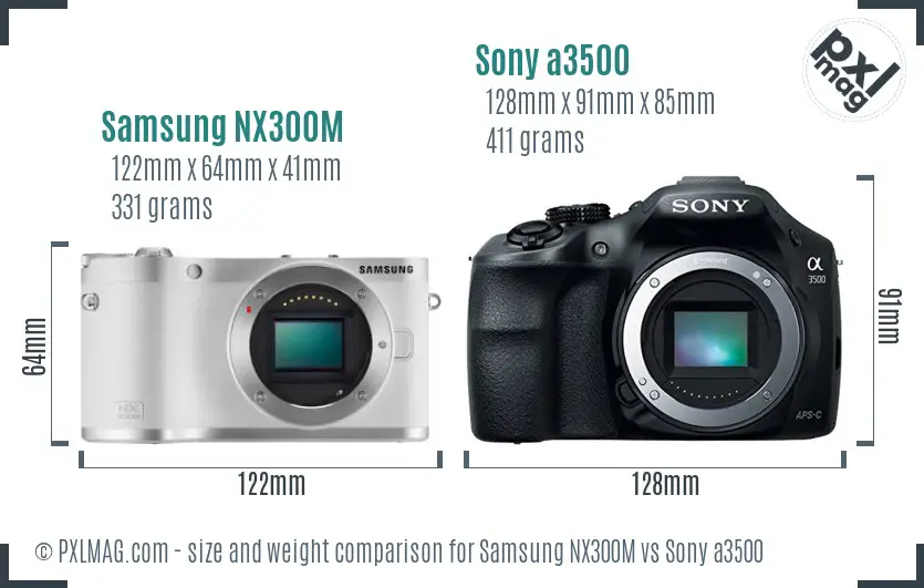 Samsung NX300M vs Sony a3500 size comparison