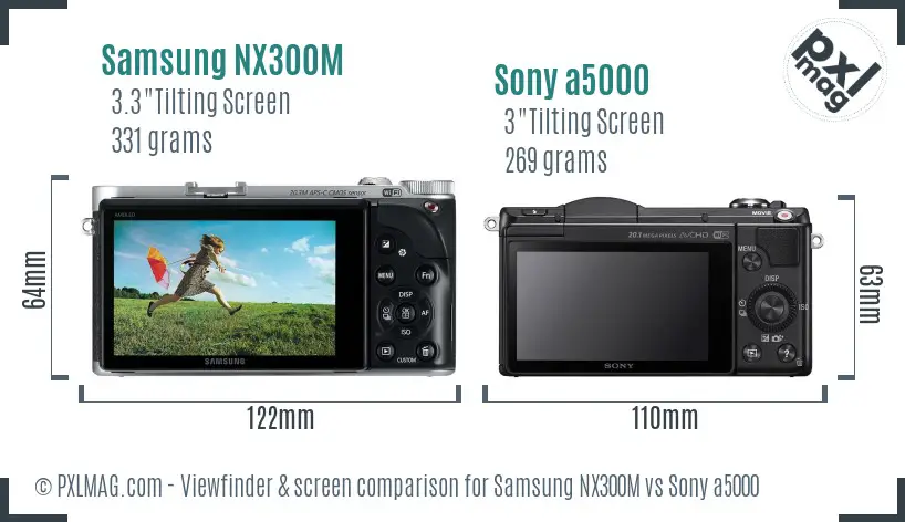 Samsung NX300M vs Sony a5000 Screen and Viewfinder comparison