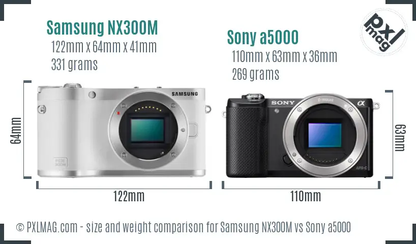 Samsung NX300M vs Sony a5000 size comparison