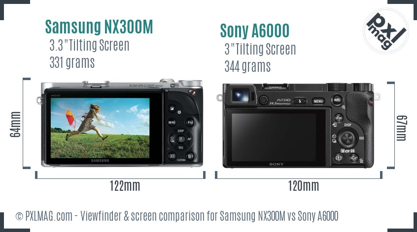 Samsung NX300M vs Sony A6000 Screen and Viewfinder comparison