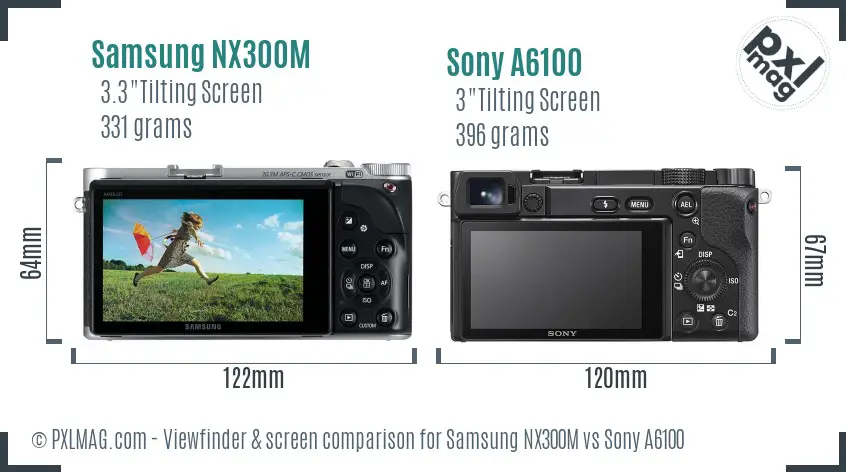 Samsung NX300M vs Sony A6100 Screen and Viewfinder comparison