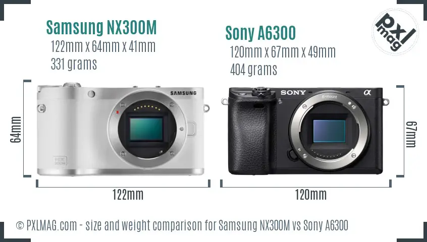 Samsung NX300M vs Sony A6300 size comparison