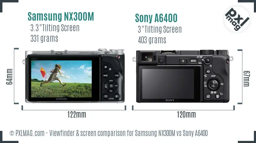Samsung NX300M vs Sony A6400 Screen and Viewfinder comparison
