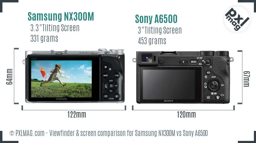 Samsung NX300M vs Sony A6500 Screen and Viewfinder comparison