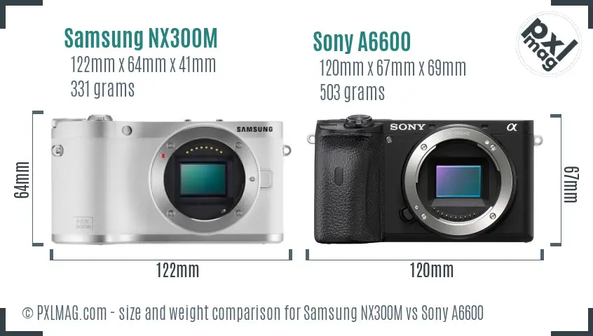 Samsung NX300M vs Sony A6600 size comparison