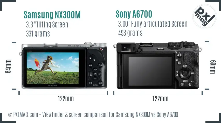 Samsung NX300M vs Sony A6700 Screen and Viewfinder comparison Samsung NX300M vs Sony A6700 Screen and Viewfinder comparison
